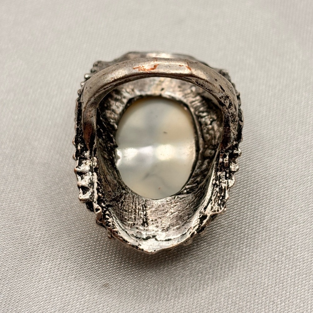 Silver-Tone Dendritic Agate Statement Ring - Picture 11 of 14